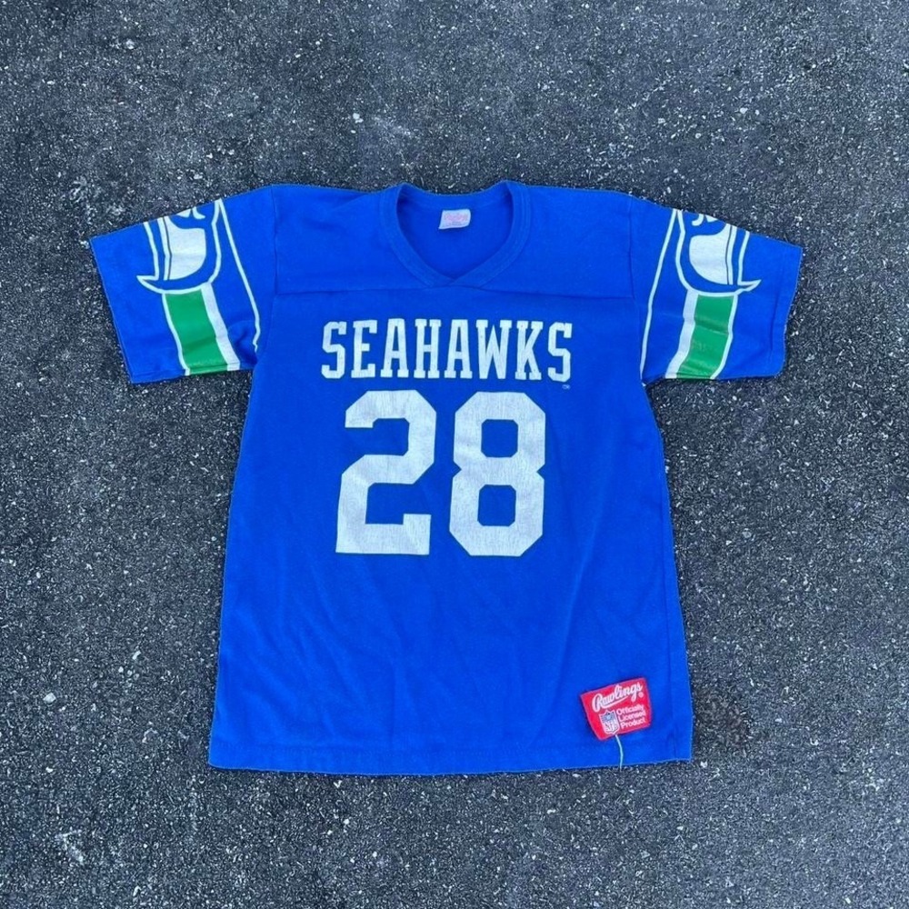 1980's Rawlings CURT WARNER No. 28 Seattle Seahawks Football Jersey size M